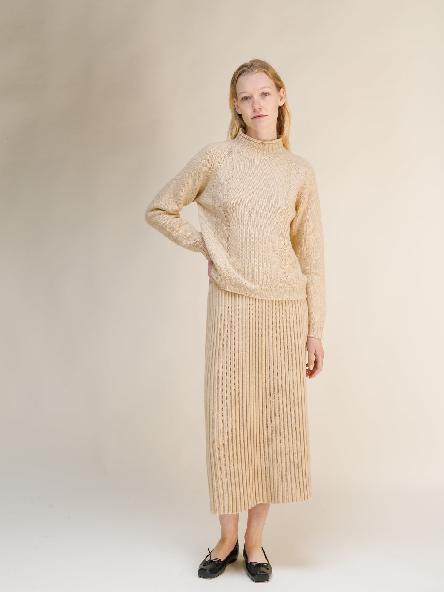 Cashmere Mix Perforated Skirt