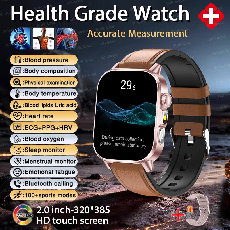 Revolutionary 2026 ECG+PPG Smart Watch for Men - Accurate Blood Pressure, Lipids & Uric Acid Monitoring with Stunning 2.0-Inch AMOLED HD Display