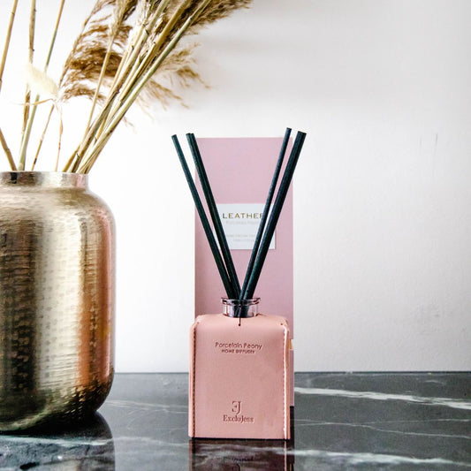 Pink leather porcelain peony diffuser-0