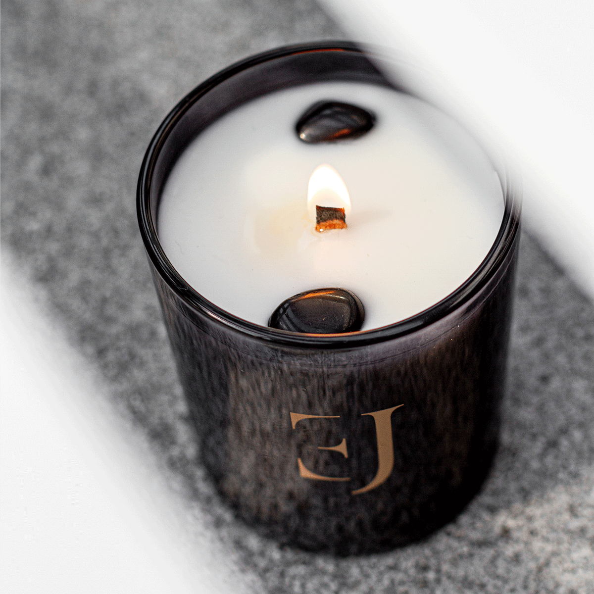 Beijing luxe geurkaars Obsidiaan kristal - Perzik & Oolong thee, foto 2