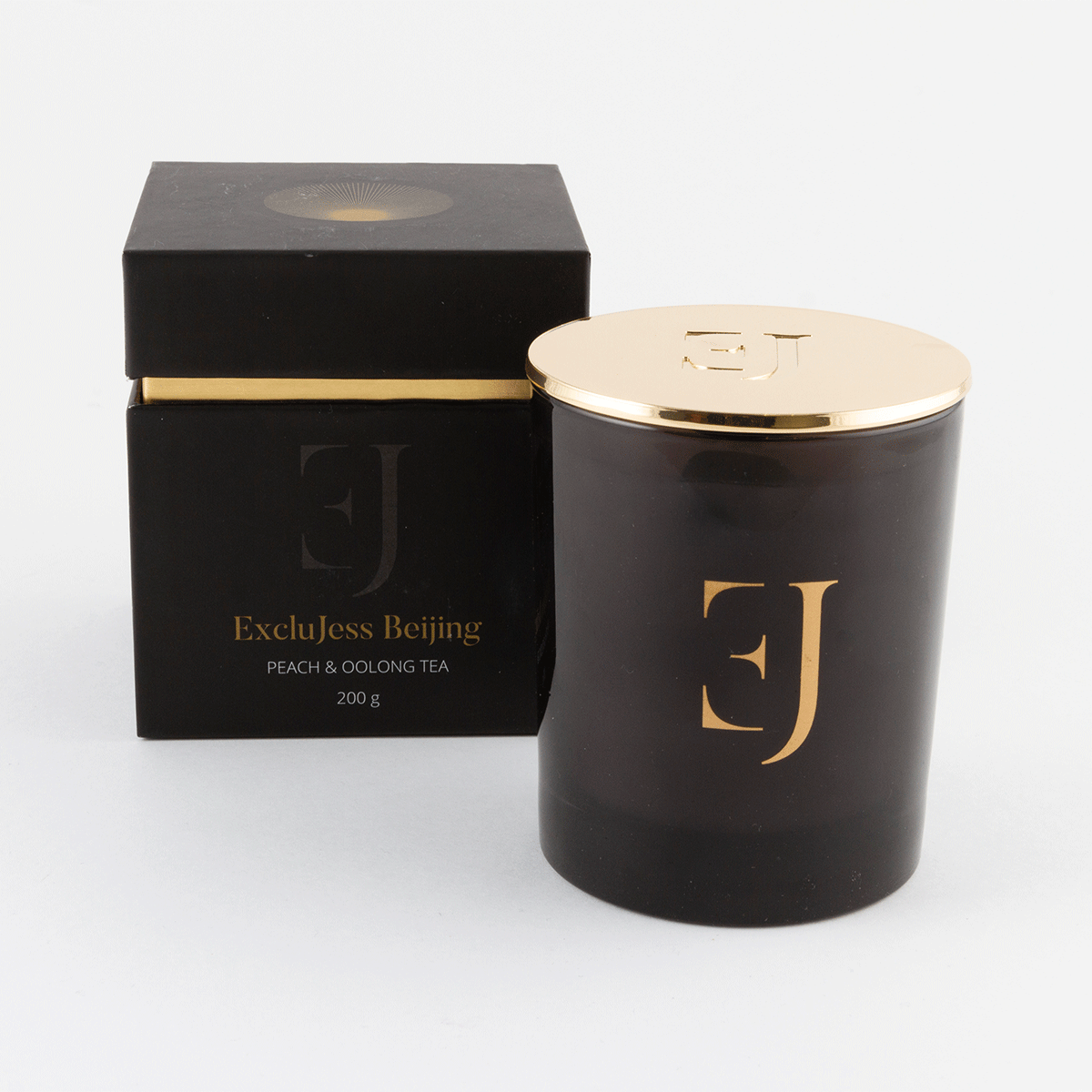 Beijing luxe geurkaars Obsidiaan kristal - Perzik & Oolong thee, foto 5