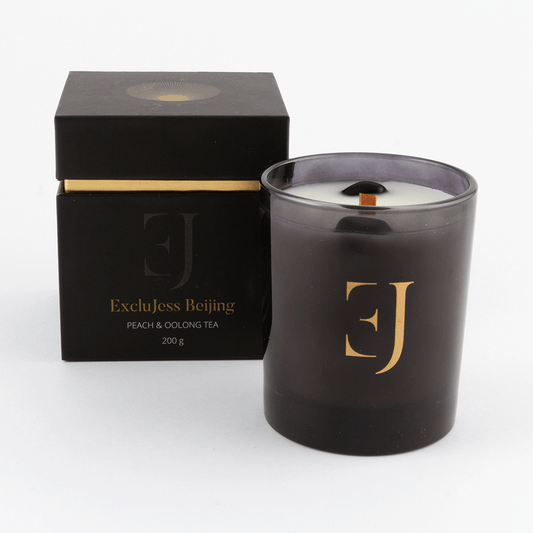 Beijing luxe geurkaars Obsidiaan kristal - Perzik & Oolong thee, foto 6