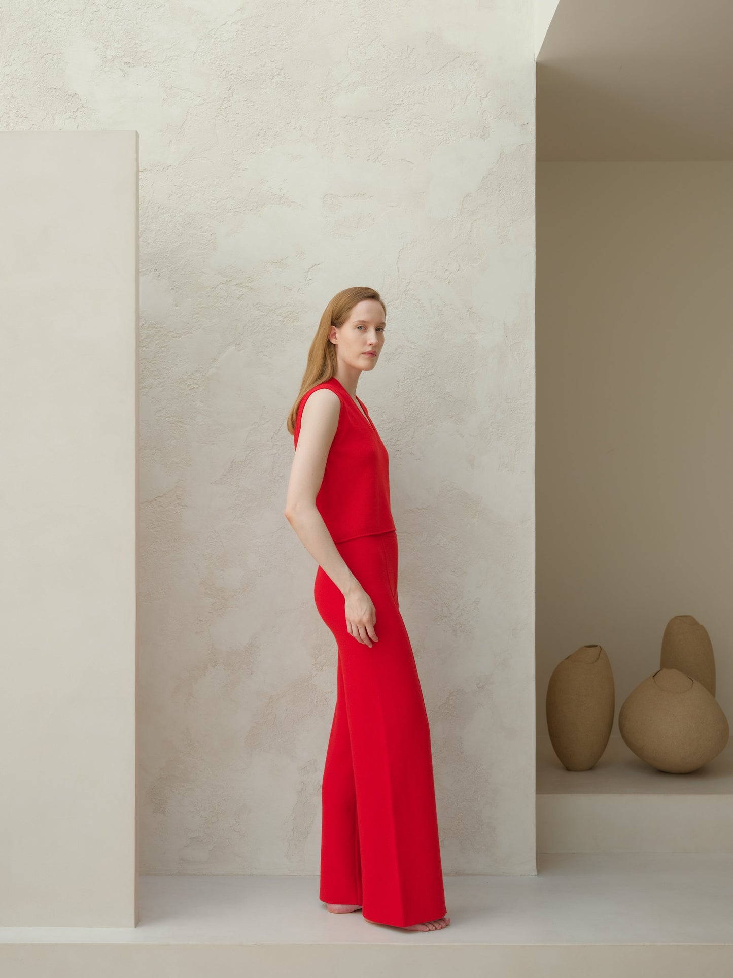 Cashmere Mix Wide-Leg Trousers