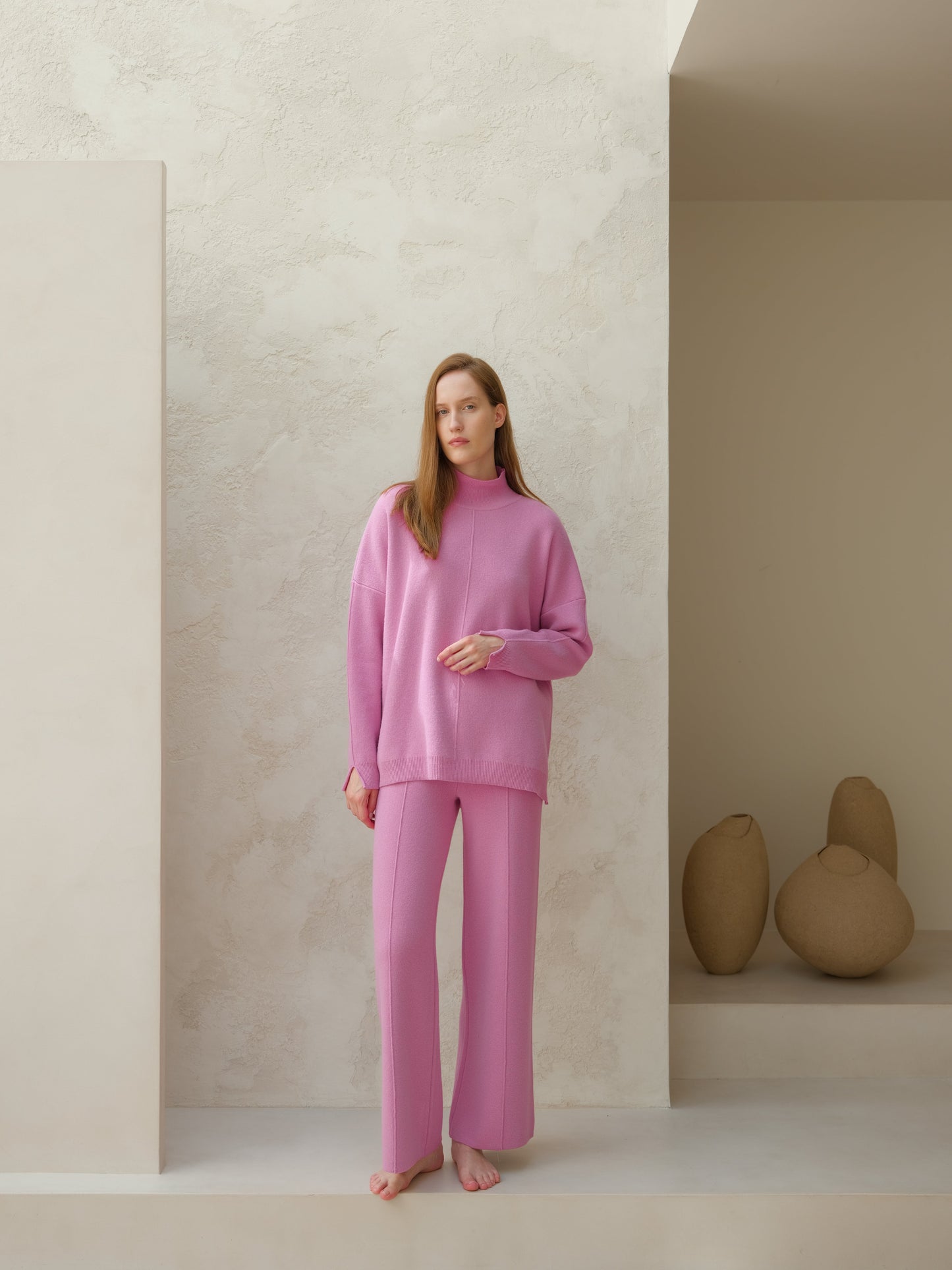 Cashmere Mix Wide-Leg Trousers