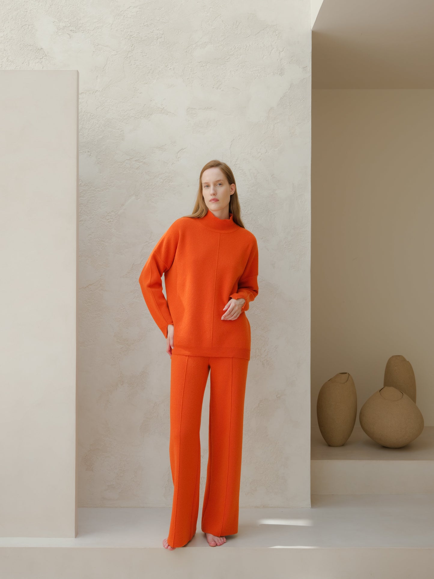 Cashmere Mix Wide-Leg Trousers