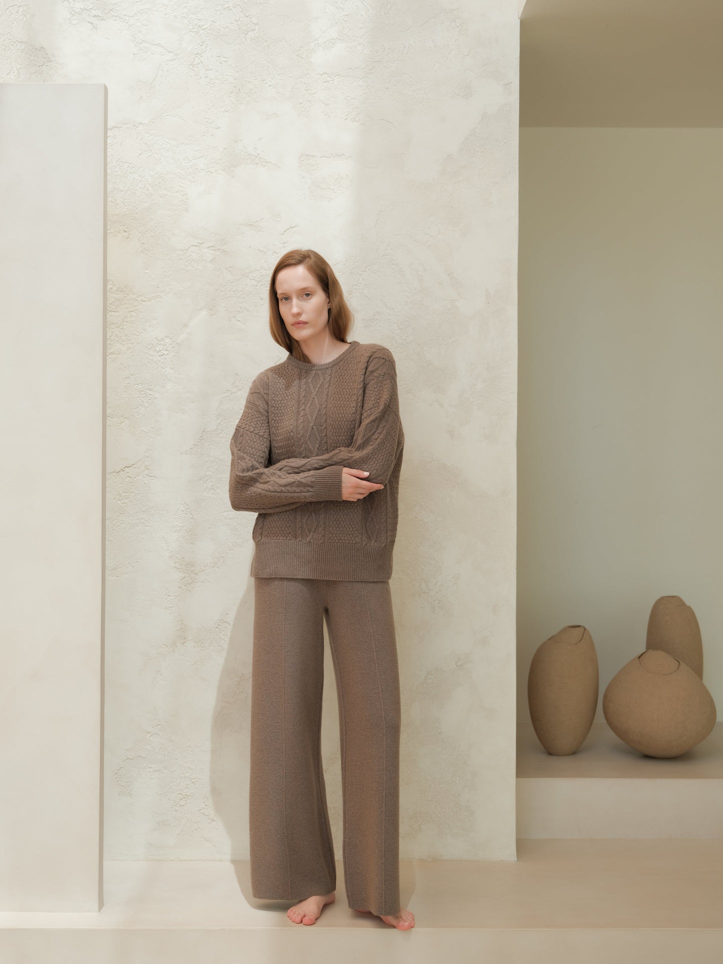 Cashmere Mix Wide-Leg Trousers