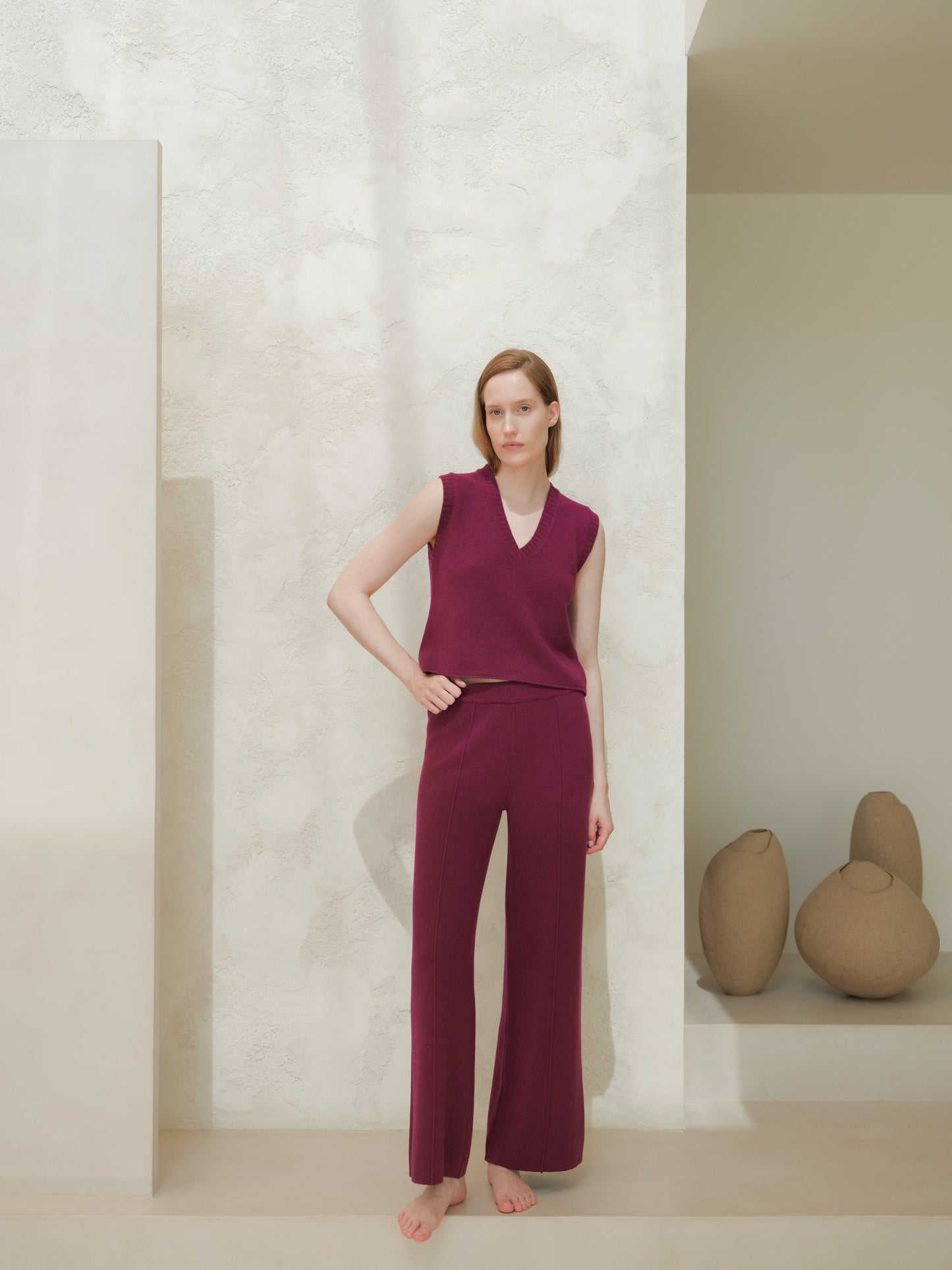 Cashmere Mix Wide-Leg Trousers
