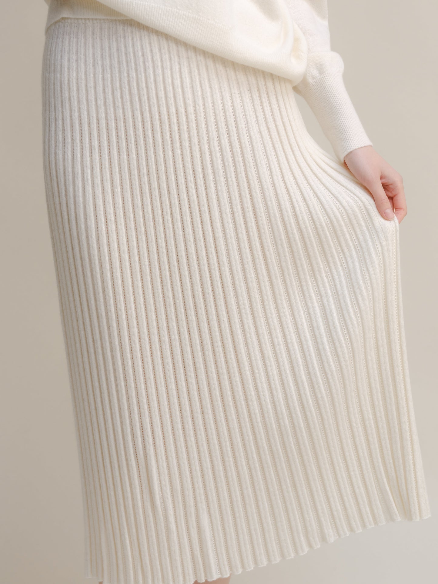 Cashmere Mix Perforated Skirt