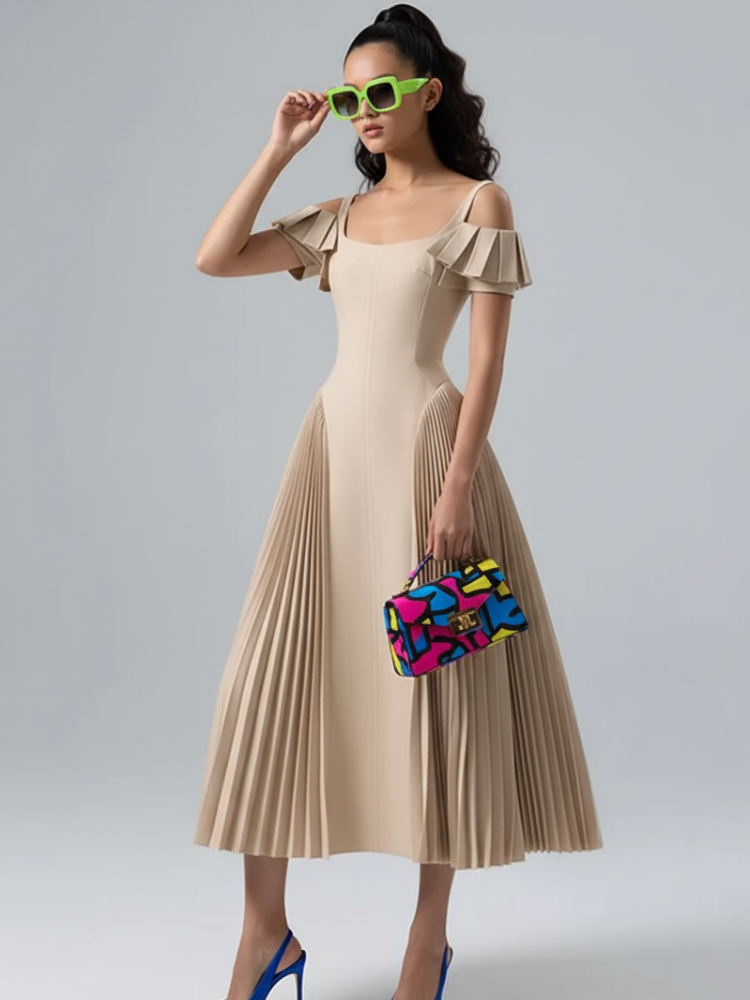 Camisole Backless Party Dress with Pleated and Patchwork Details For Women, SoHo, BYMANYC New York.-1