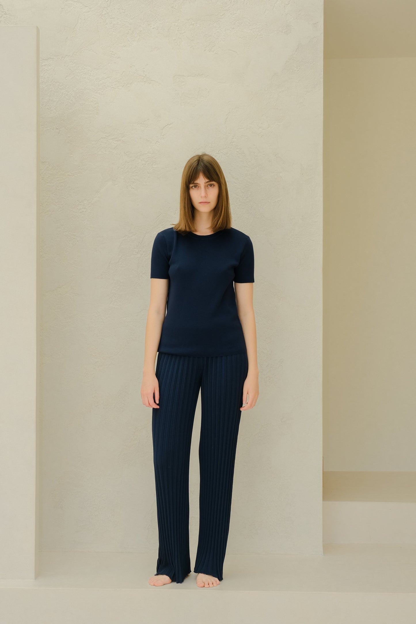 Cotton Plissé Pants