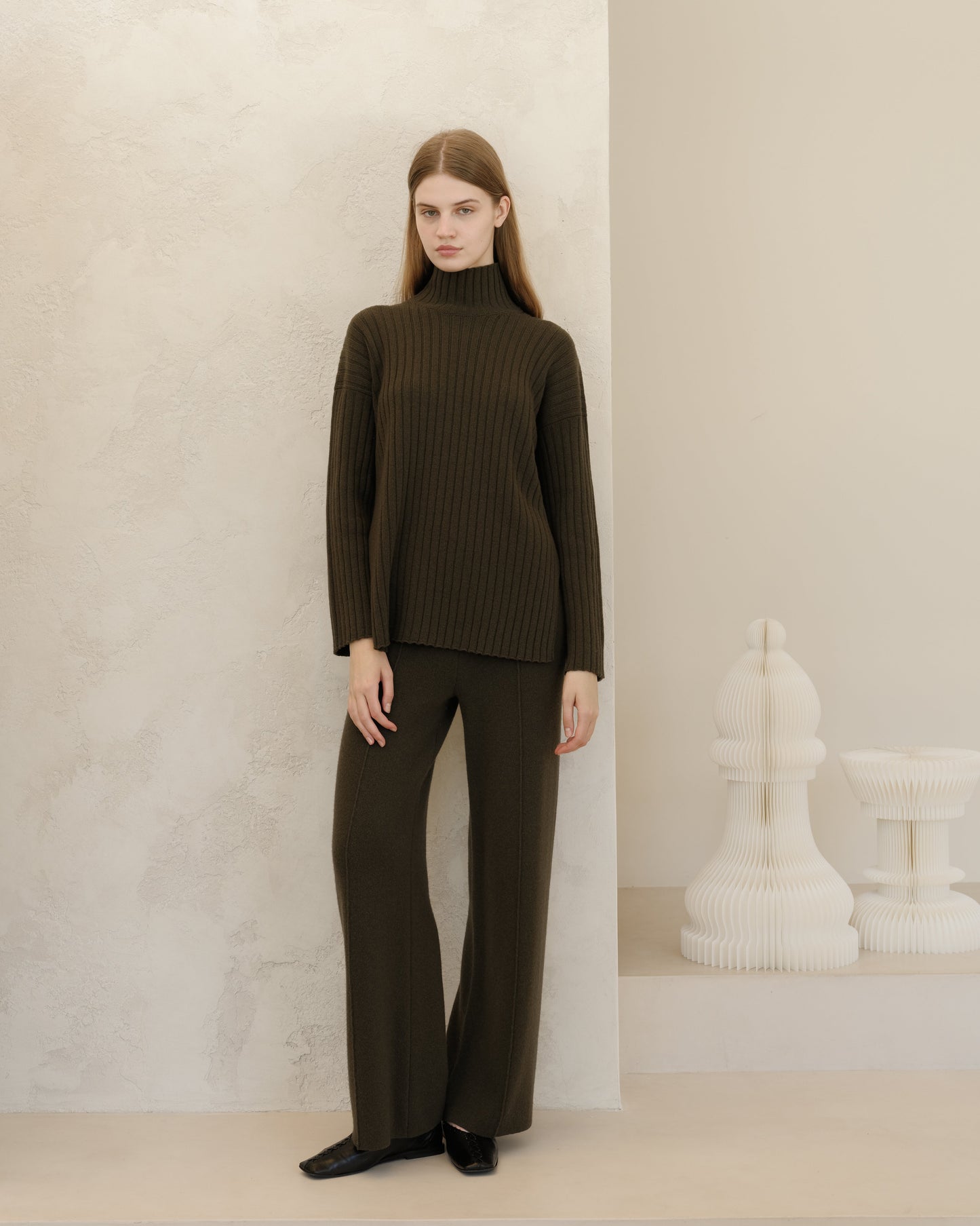 Cashmere Mix Wide-Leg Trousers