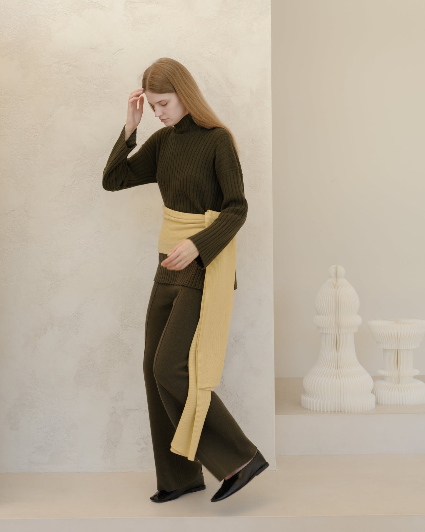 Cashmere Mix Wide-Leg Trousers