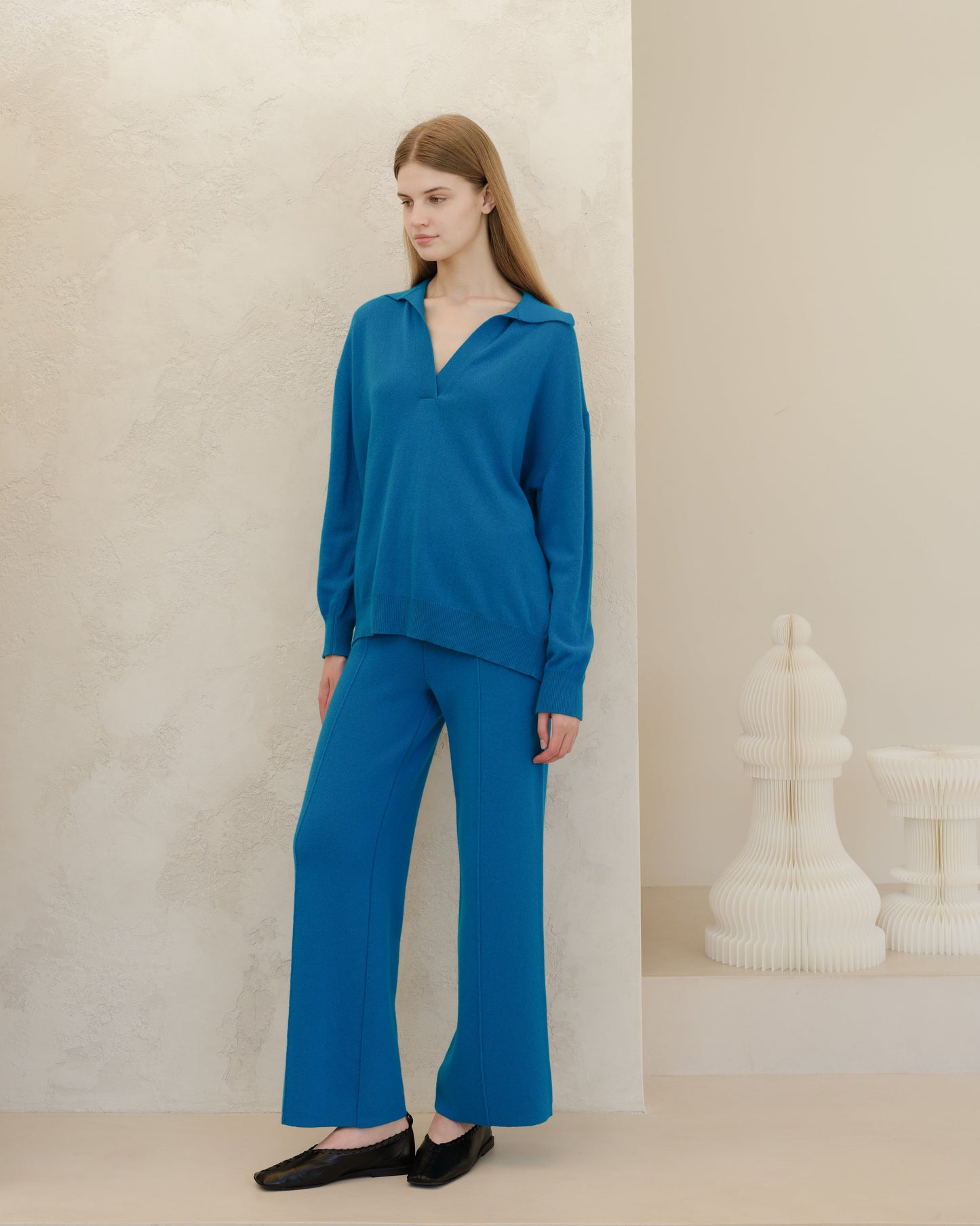 Cashmere Mix Wide-Leg Trousers