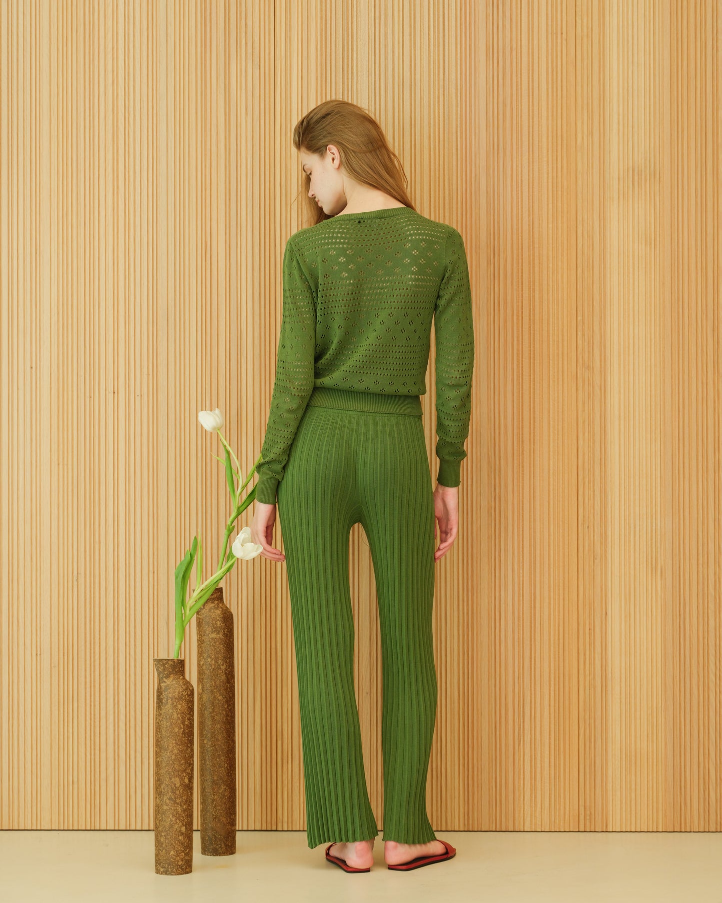 Cotton Plissé Pants