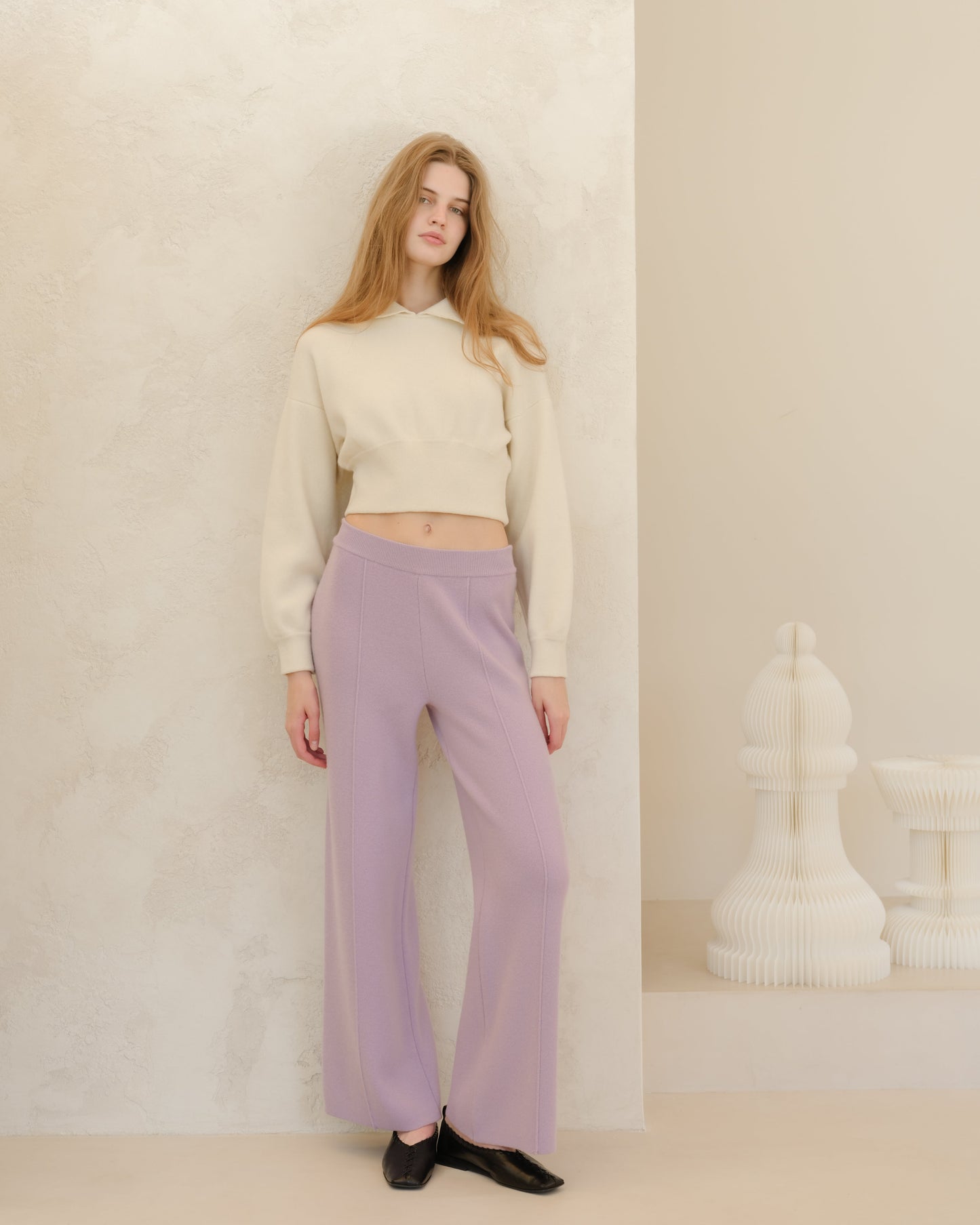 Cashmere Mix Wide-Leg Trousers