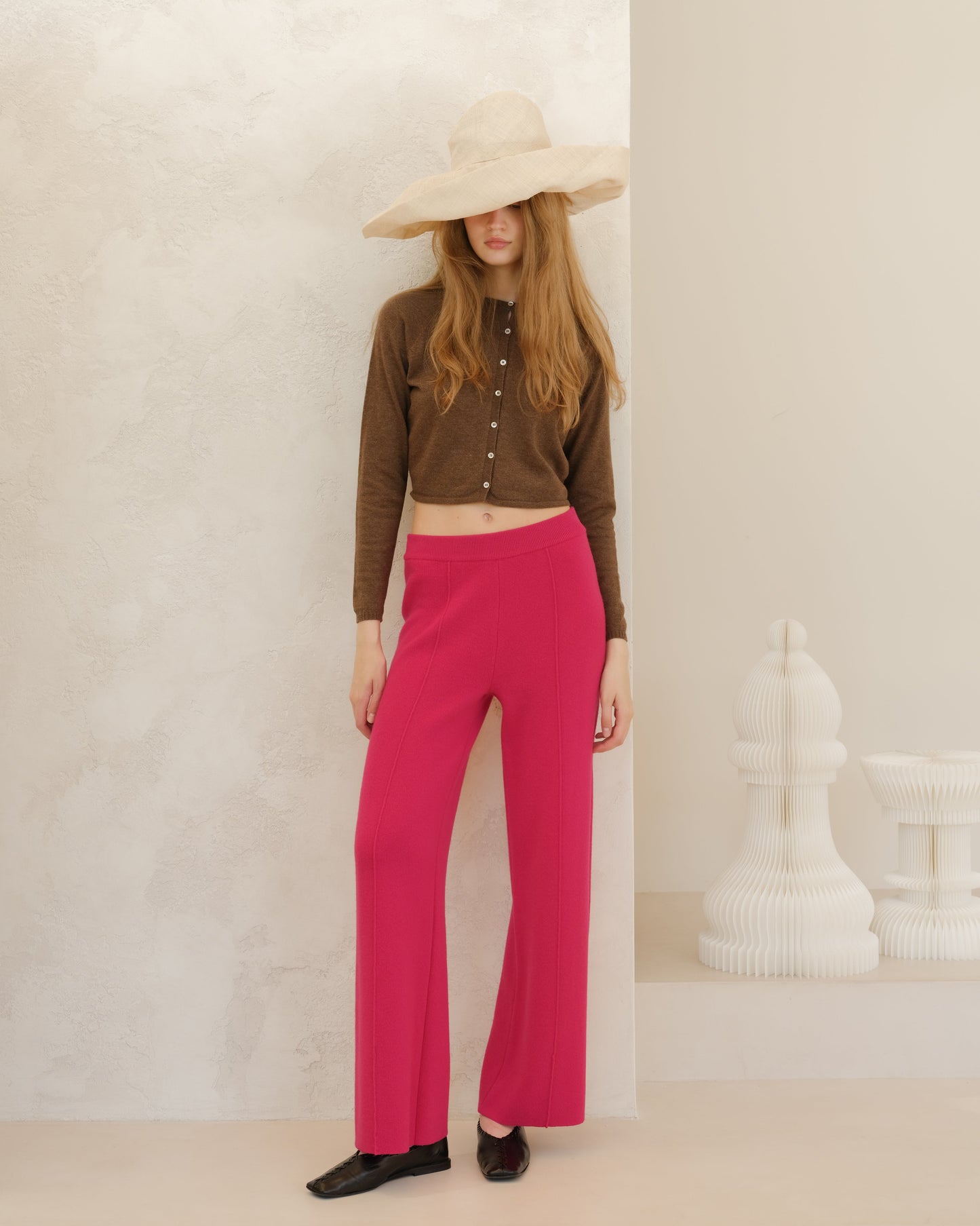 Cashmere Mix Wide-Leg Trousers