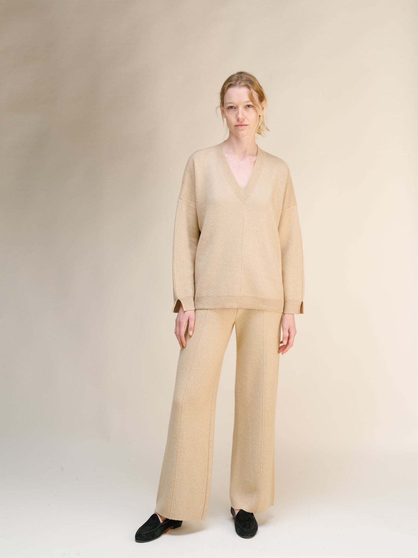 Cashmere Mix Wide-Leg Trousers