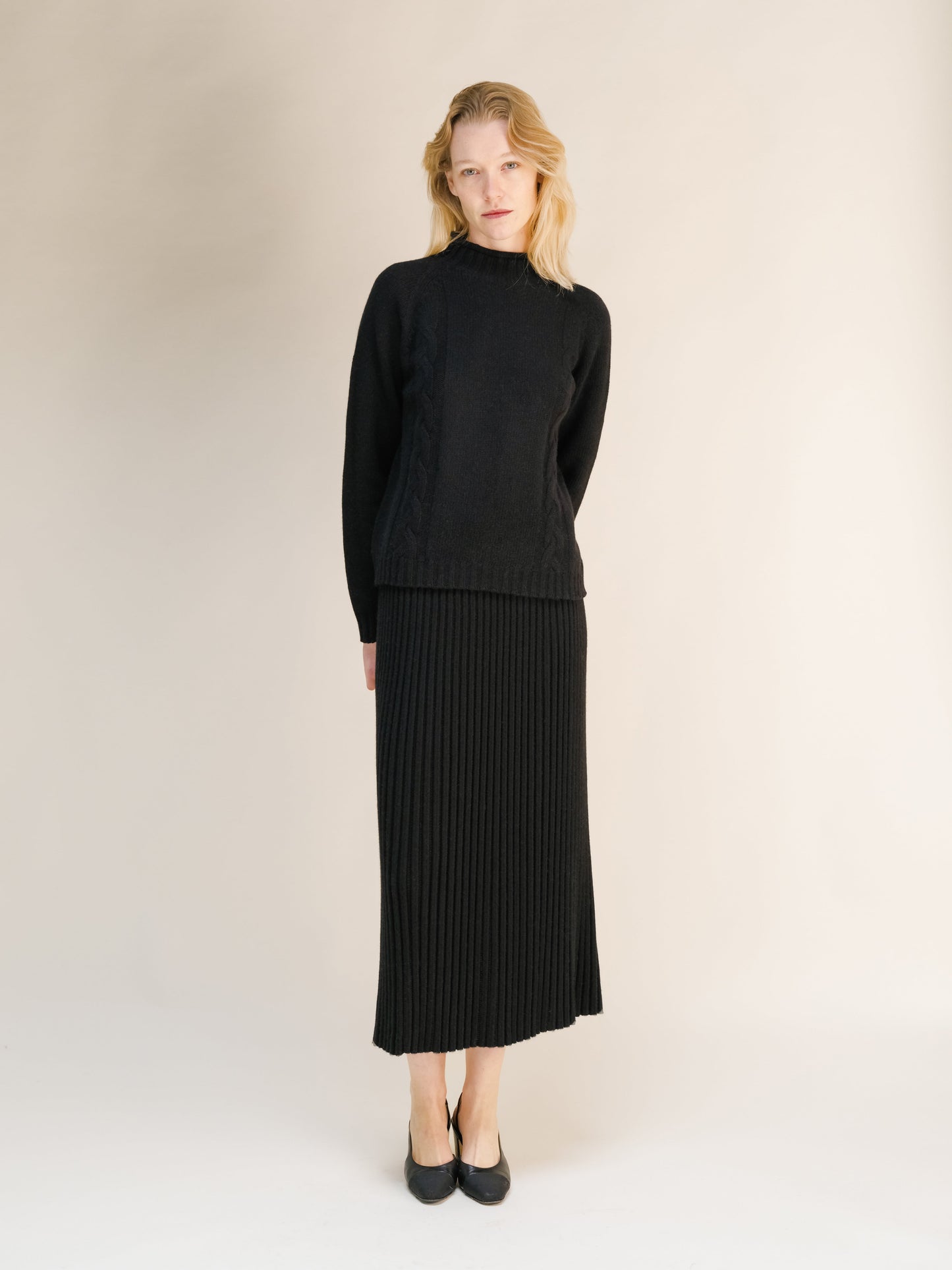Cashmere Mix Perforated Skirt