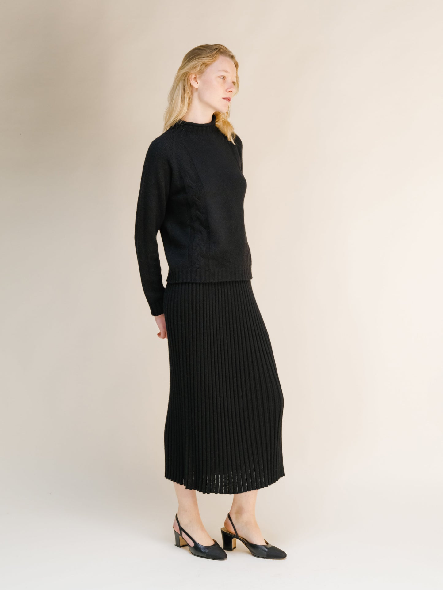 Cashmere Mix Perforated Skirt
