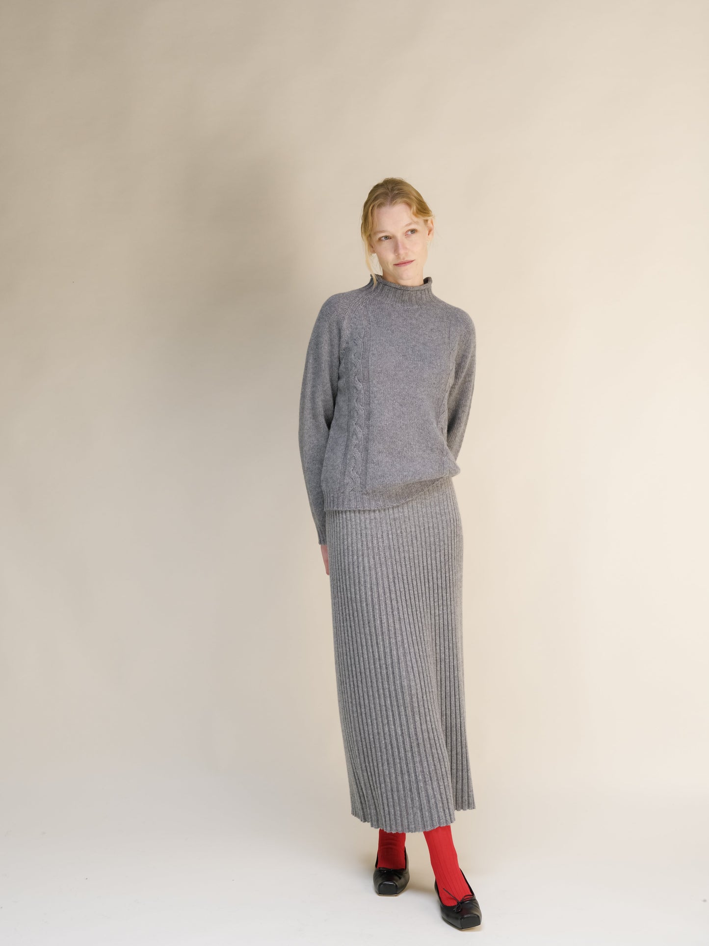 Cashmere Mix Perforated Skirt