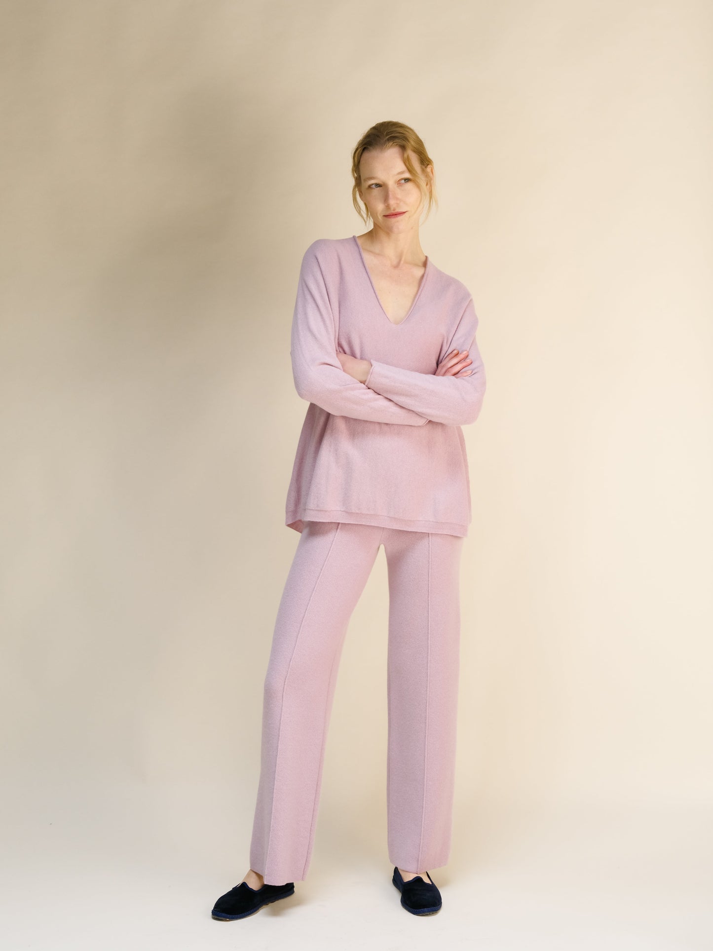 Cashmere Mix Wide-Leg Trousers