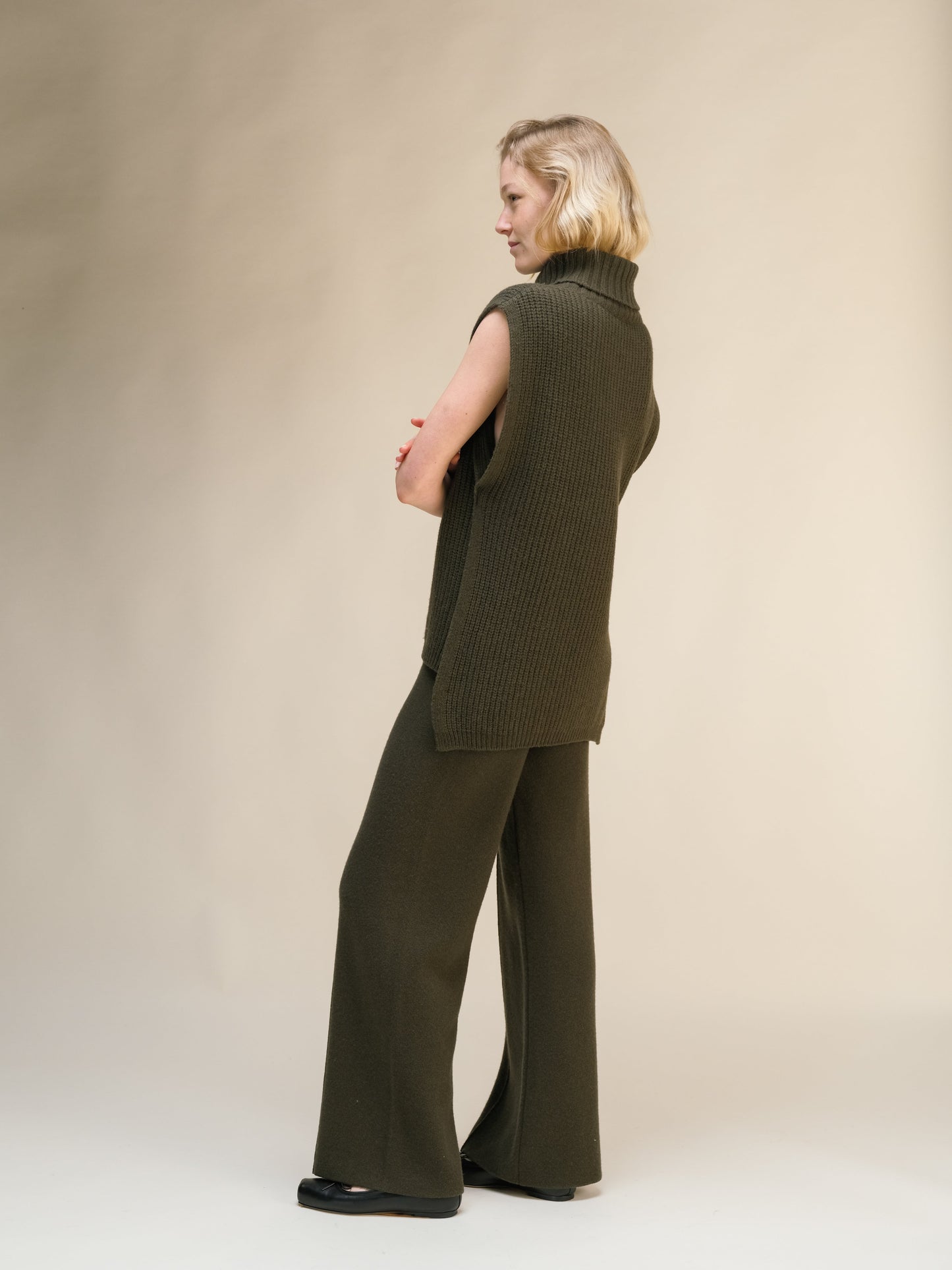 Cashmere Mix Wide-Leg Trousers