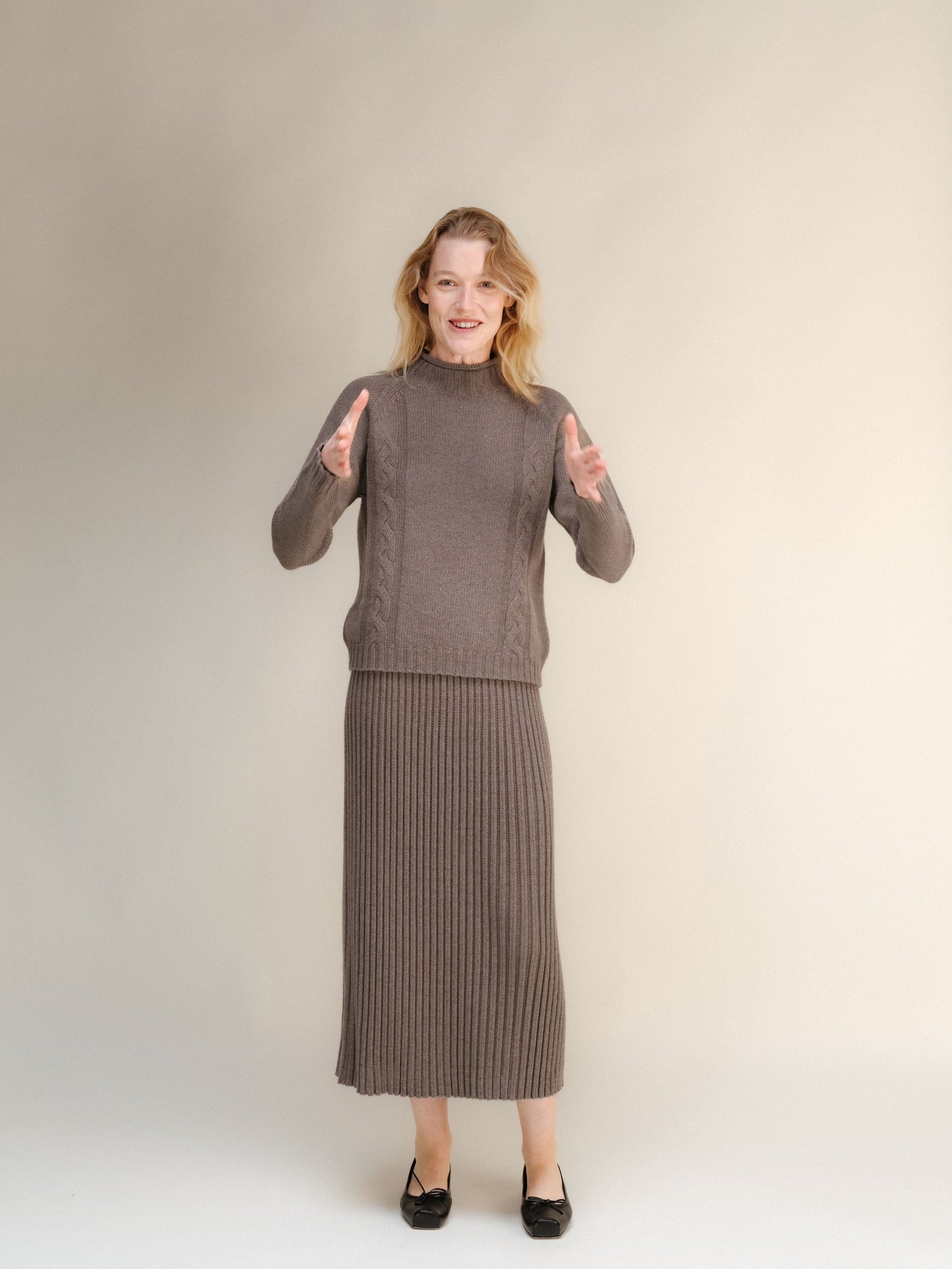 Cashmere Mix Perforated Skirt