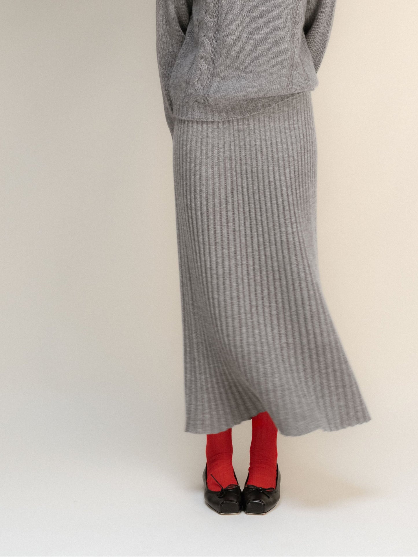 Cashmere Mix Perforated Skirt