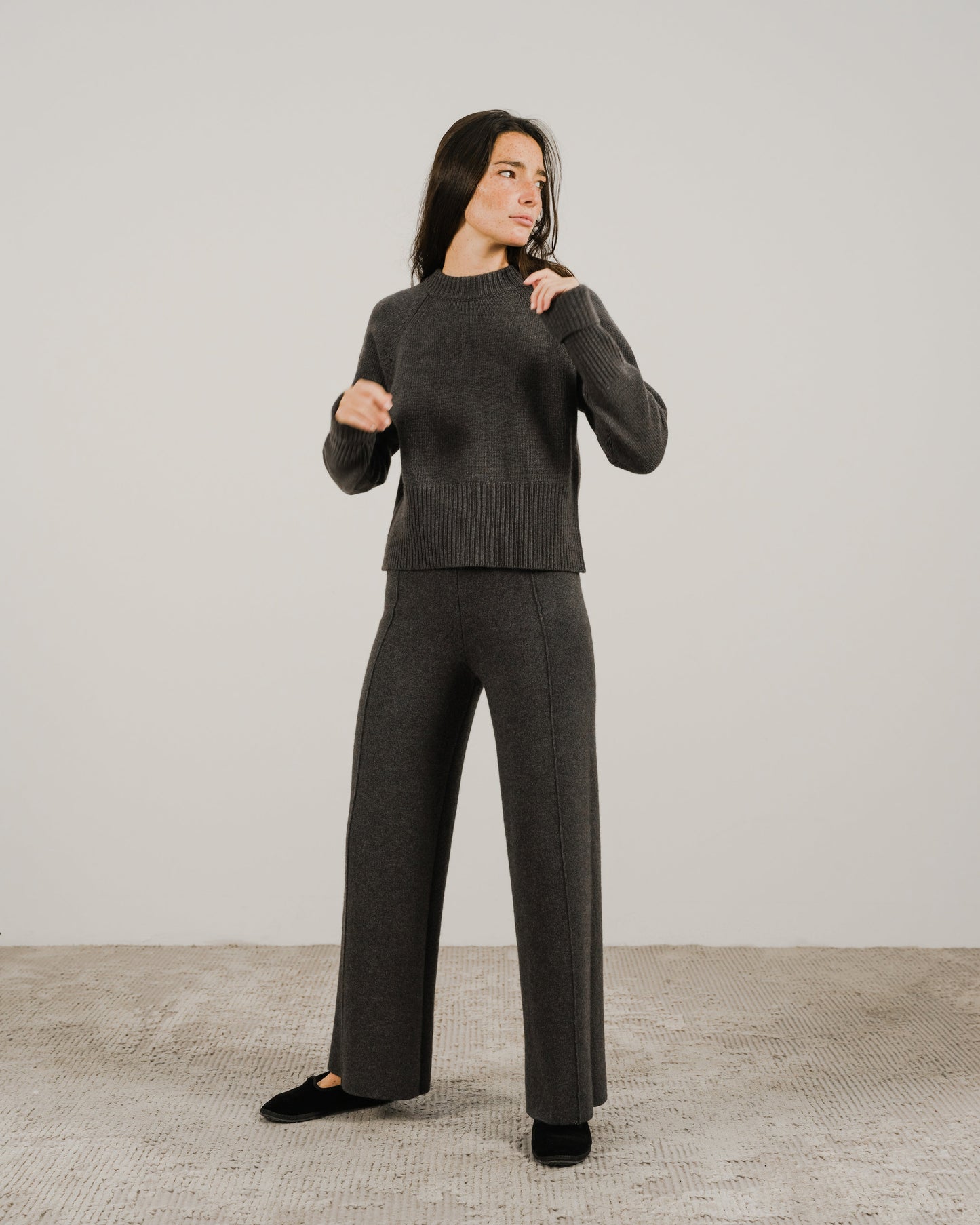 Cashmere Mix Wide-Leg Trousers