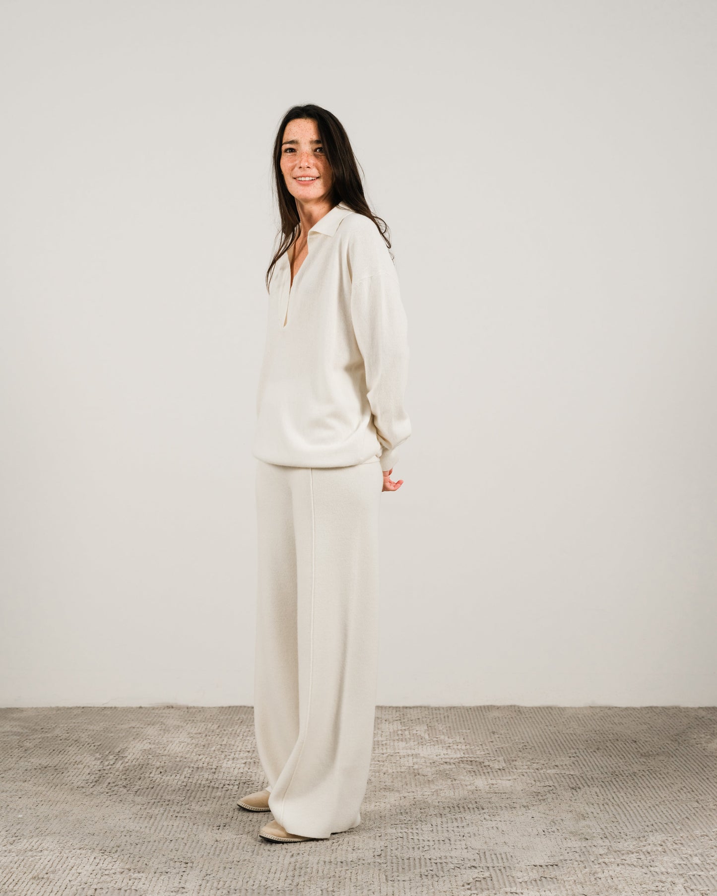 Cashmere Mix Wide-Leg Trousers