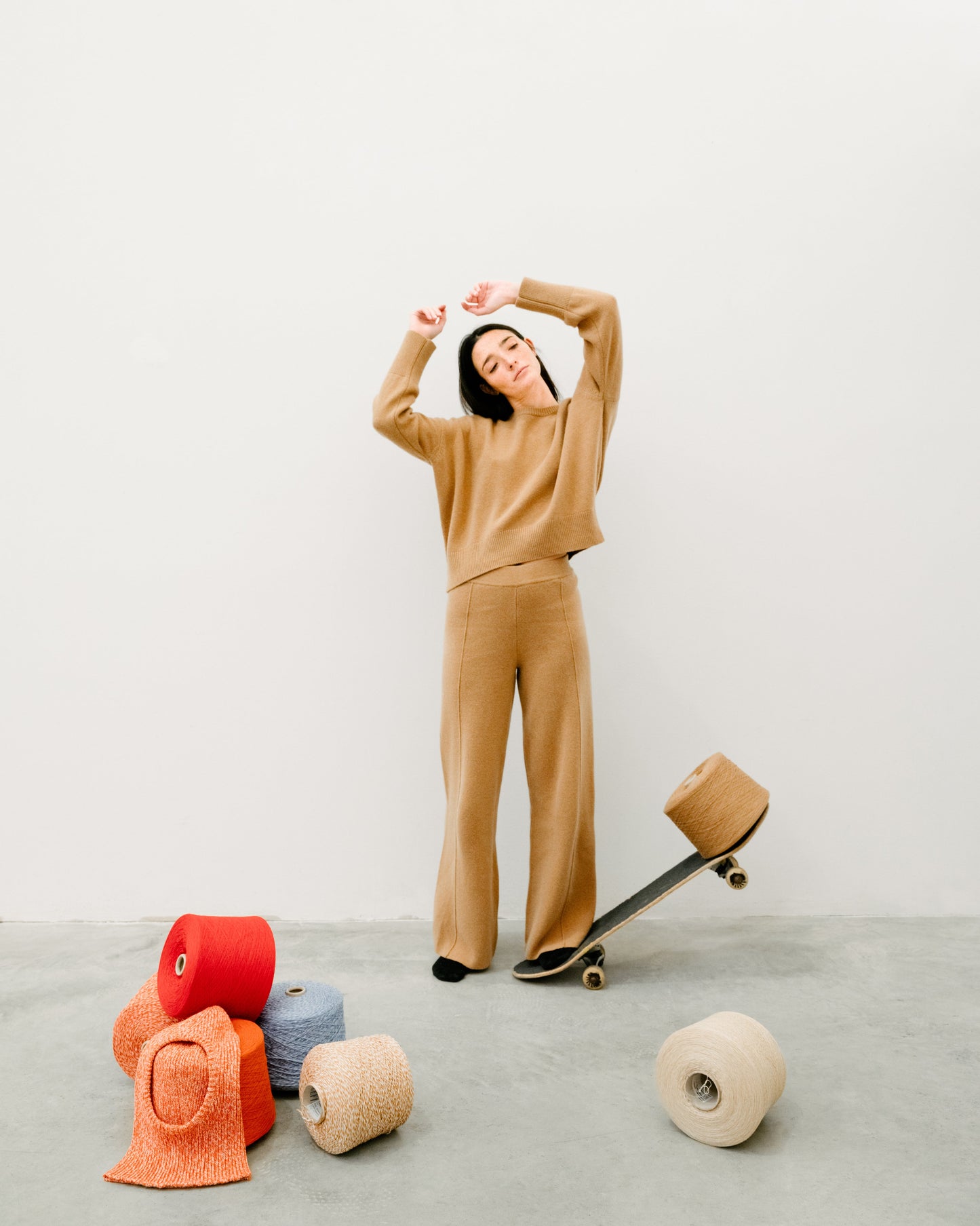 Cashmere Mix Wide-Leg Trousers